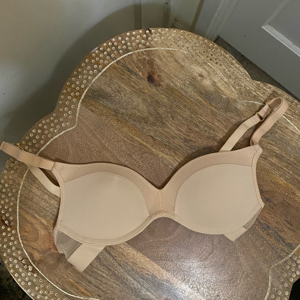 Lively No Wire Push Up Convertible Racerback Bra bralette sz 32A in nude almond
